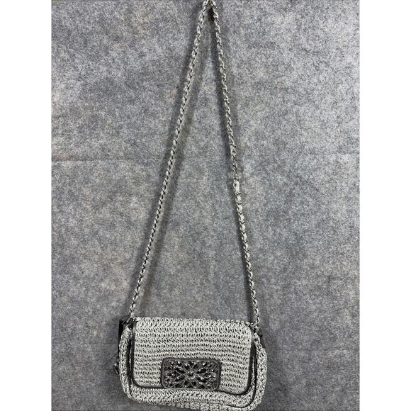 BRIGHTON ANJU JEWELED Sequins Crystals Small CROCHETED Purse Bag w/ Dust Bag - Picture 2 of 13